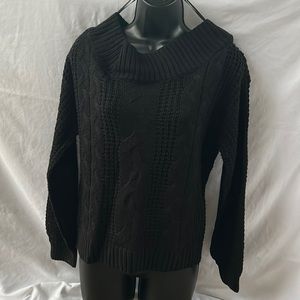 Off the shoulder cropped black sweater